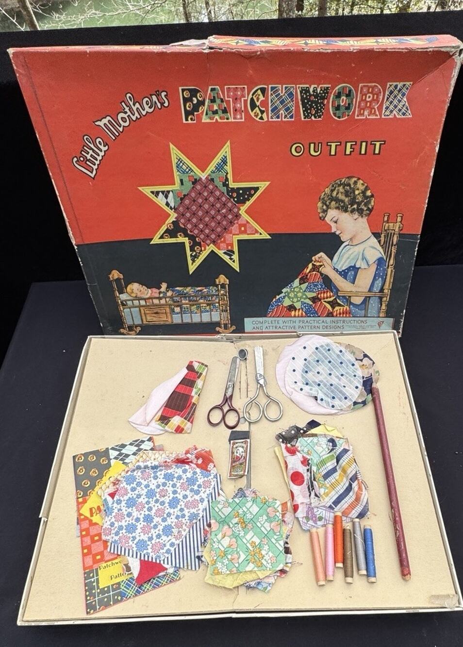 Rare Vtg 1920’s Little Mothers Patchwork Outfit Standard Toykraft Set Unused!